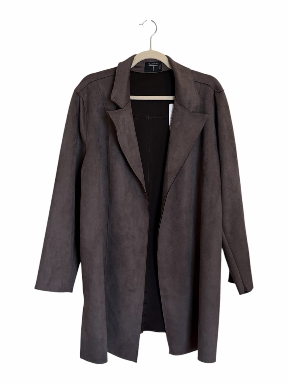 Tahari Dark Gray Open-Front Trench Coat